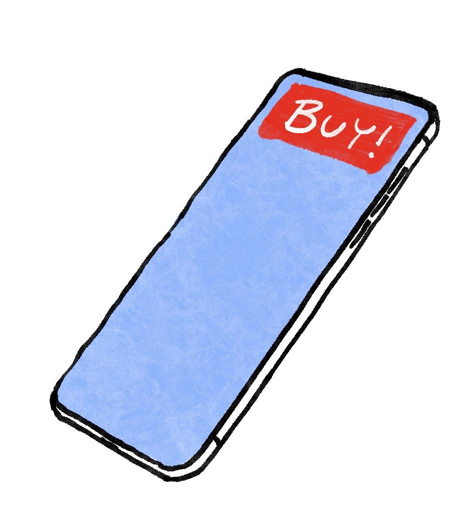 Una ilustración de un teléfono inteligente mostrando un anuncio