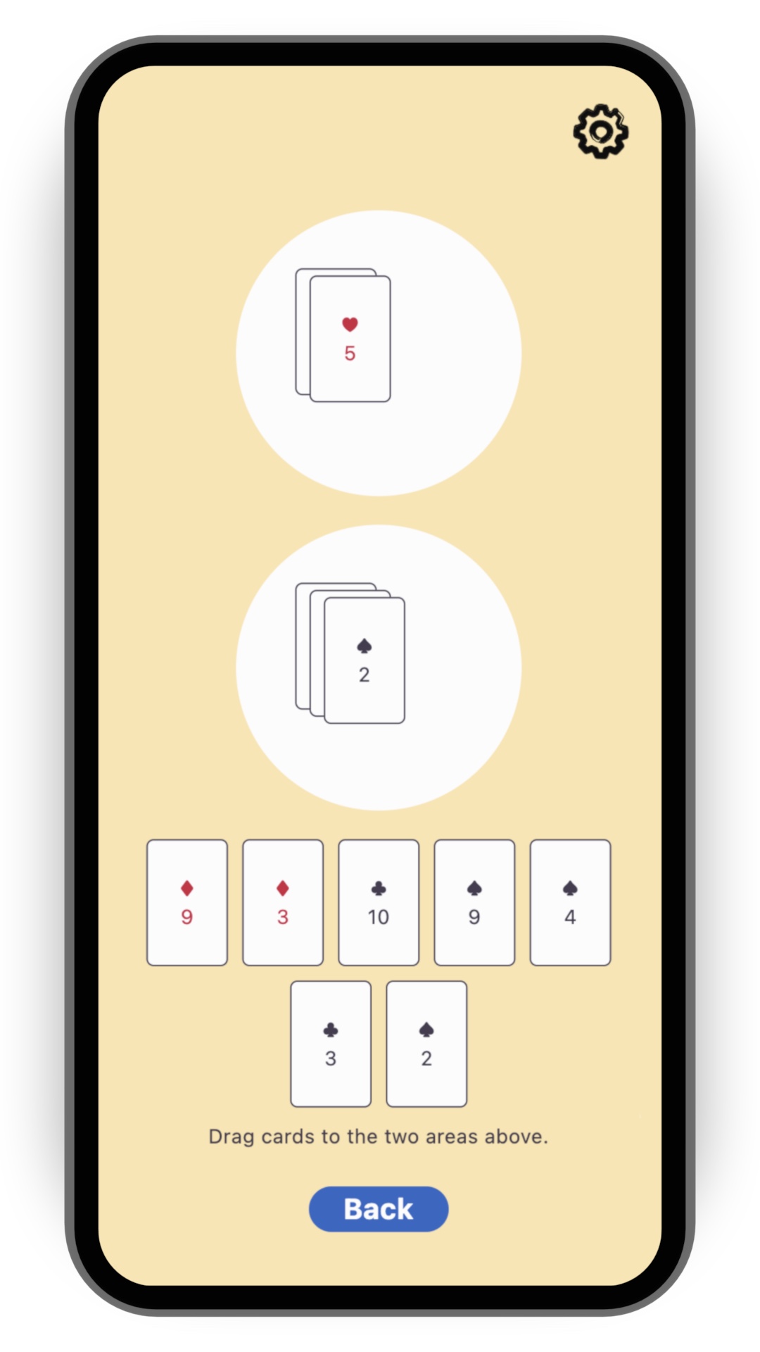 Captura de pantalla del juego de cartas