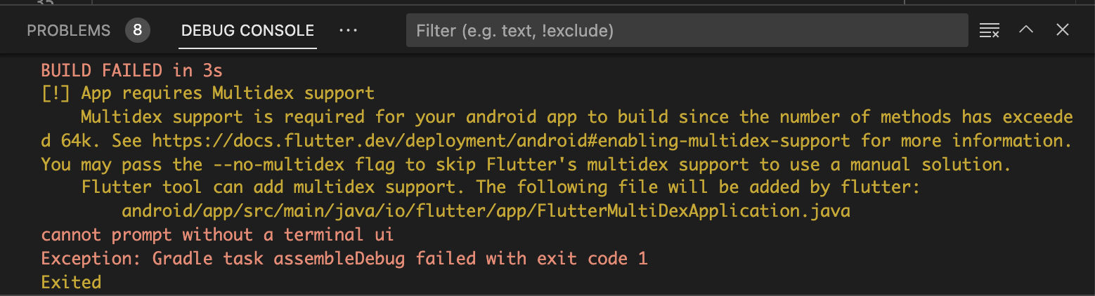 Fallo de compilación debido a que se requiere soporte para Multidex