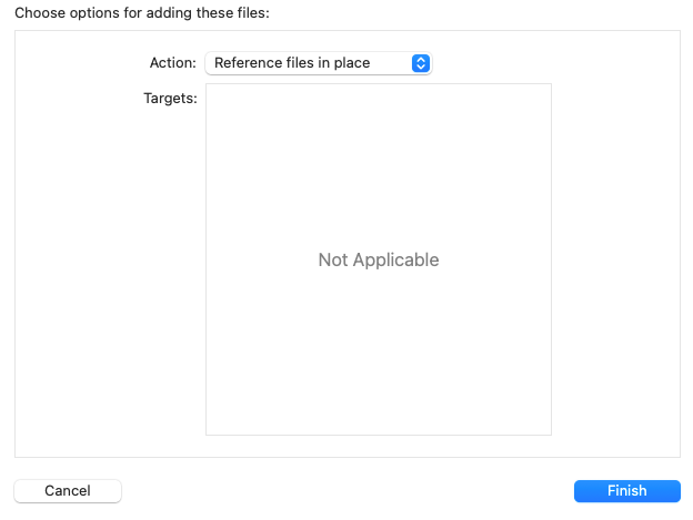 Selecciona Reference files in place