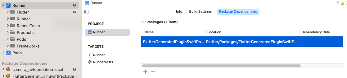El `FlutterGeneratedPluginSwiftPackage` a eliminar
