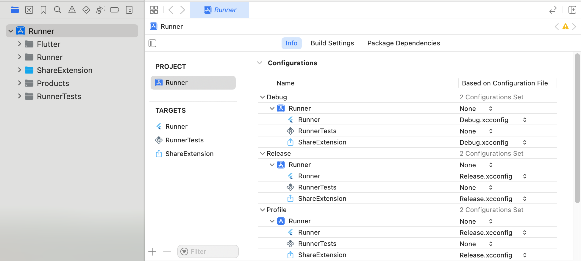 Configuraciones de Xcode