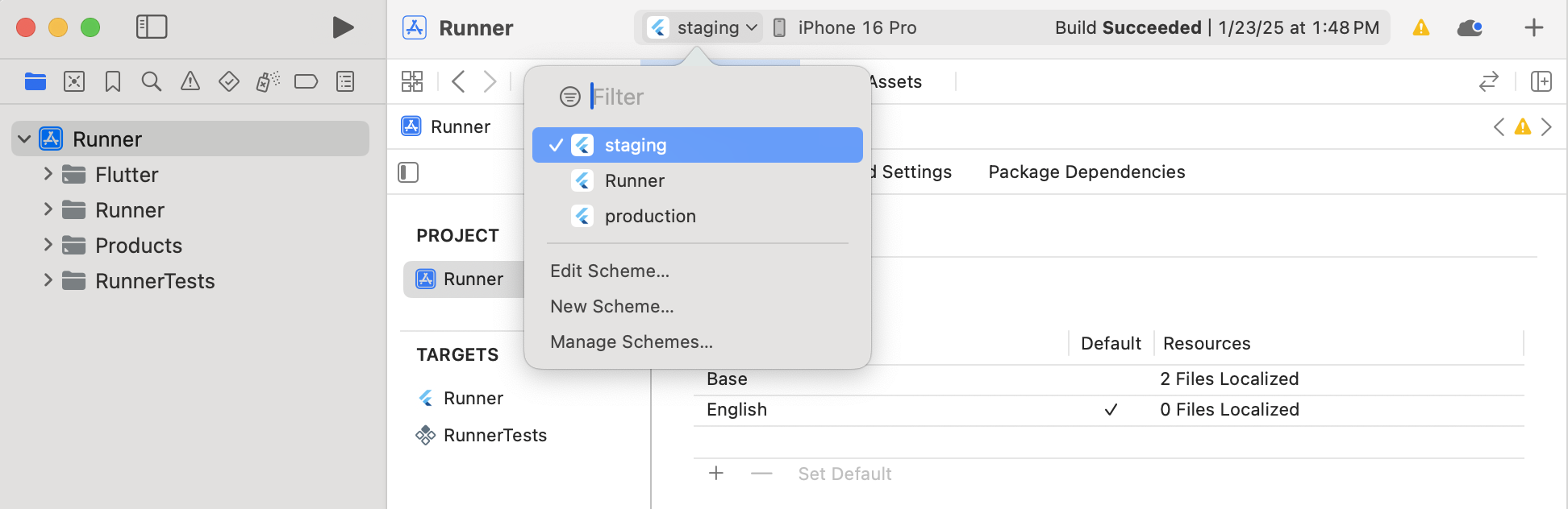 Esquemas para flavors de Flutter