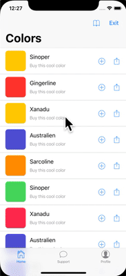 Una transición de página activada por un gesto de deslizar hacia atrás en iOS