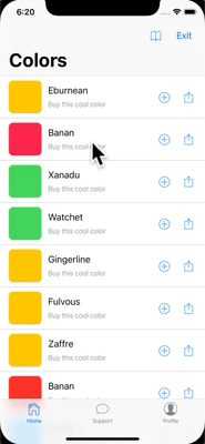 Una animación de las transiciones de la barra de navegación durante una transición de página en iOS