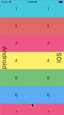 Elementos desplazables de Android e iOS impulsados más allá de su borde y mostrando un comportamiento de overscroll específico de la plataforma