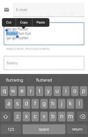 Barra de herramientas de texto apropiada para iOS