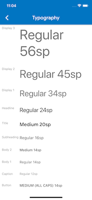 Escala tipográfica de San Francisco en iOS