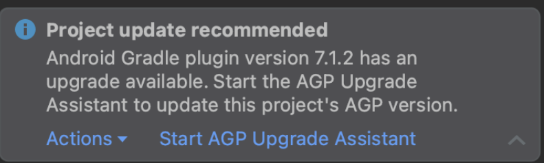 Diálogo que te solicita actualizar Gradle
