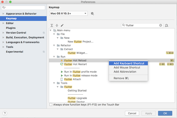 Mapa de teclado de configuración de IntelliJ