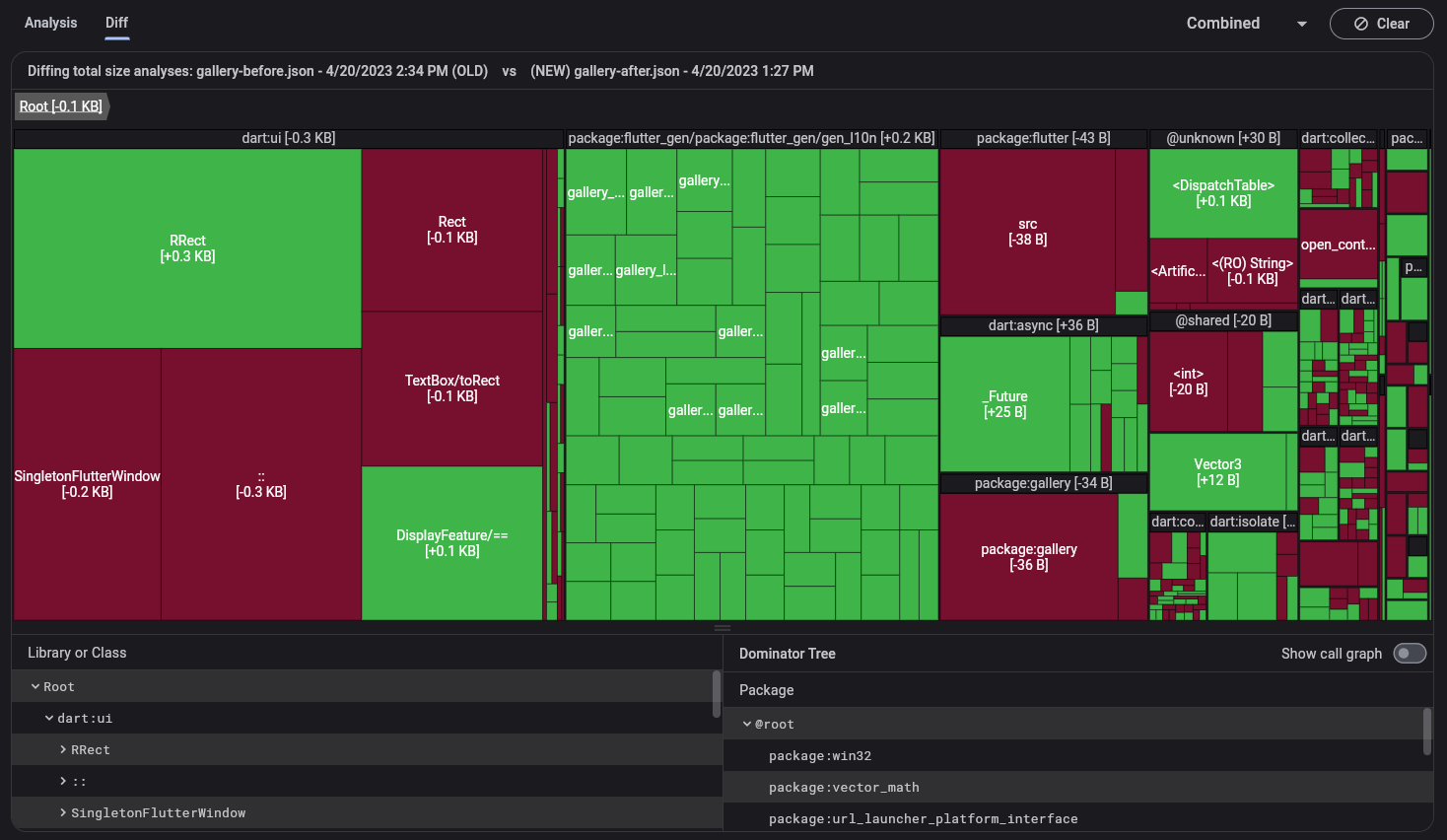 Captura de pantalla de app size diff