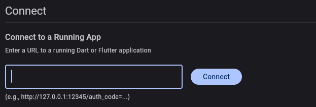 Captura de pantalla del diálogo de conexión de DevTools