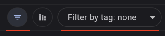 Captura de pantalla del menú filtrar por etiqueta