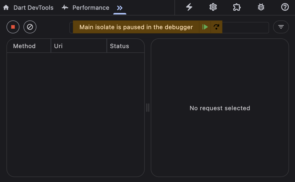 Captura de pantalla de la experiencia de reanudación de la app en la pantalla Network