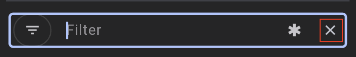 Input de filtro con el botón de borrar resaltado