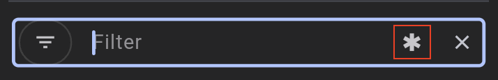 Input de filtro con la opción de regex resaltada