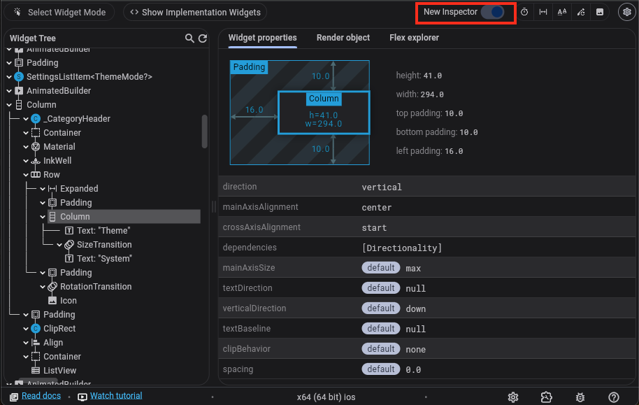 Configuración para optar por el nuevo inspector