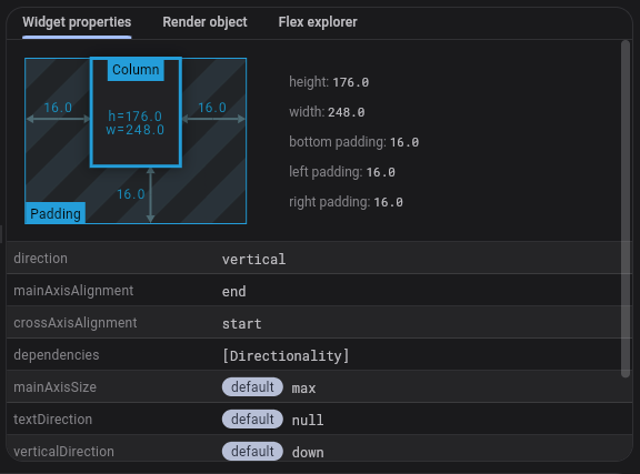 Imagen de la pestaña de propiedades del Widget
