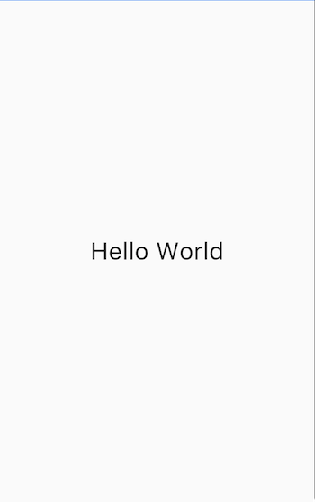 Captura de pantalla de la app mostrando Hello World
