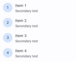 4 ListTiles, cada uno con un avatar principal