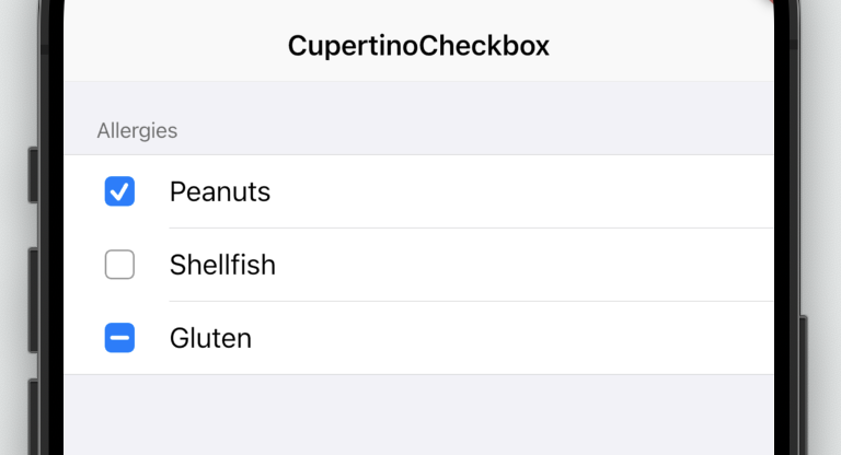 Imagen renderizada o visualización del Widget CupertinoCheckBox.