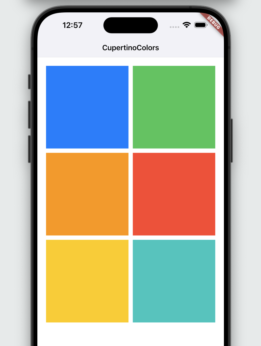 Imagen renderizada o visualización del Widget CupertinoColors.