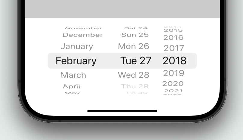 Imagen renderizada o visualización del Widget CupertinoDatePicker.