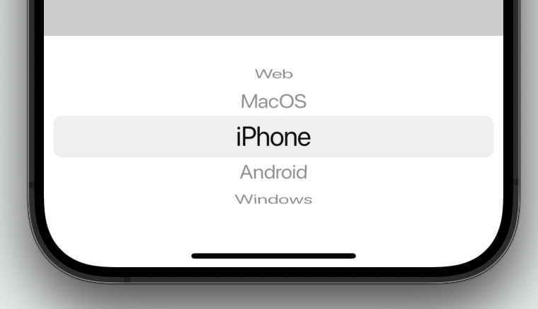 Imagen renderizada o visualización del Widget CupertinoPicker.