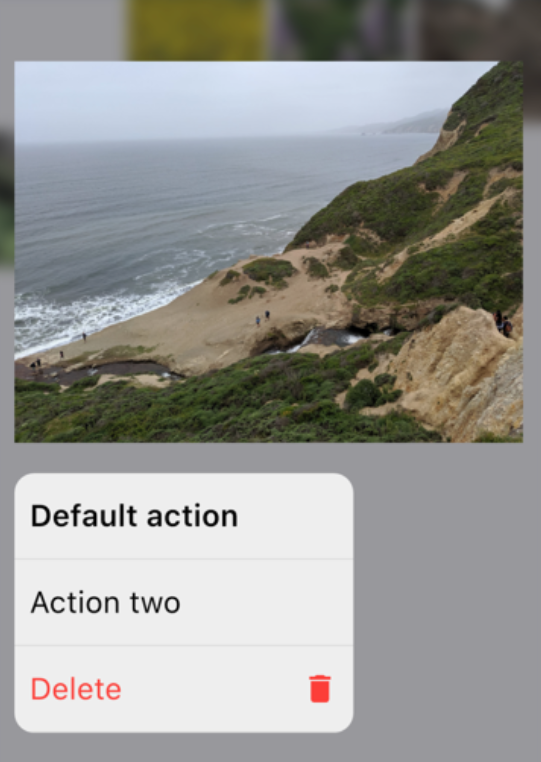 Imagen renderizada o visualización del Widget CupertinoContextMenu.