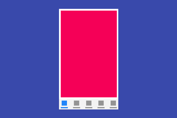 Imagen renderizada o visualización del Widget CupertinoTabView.
