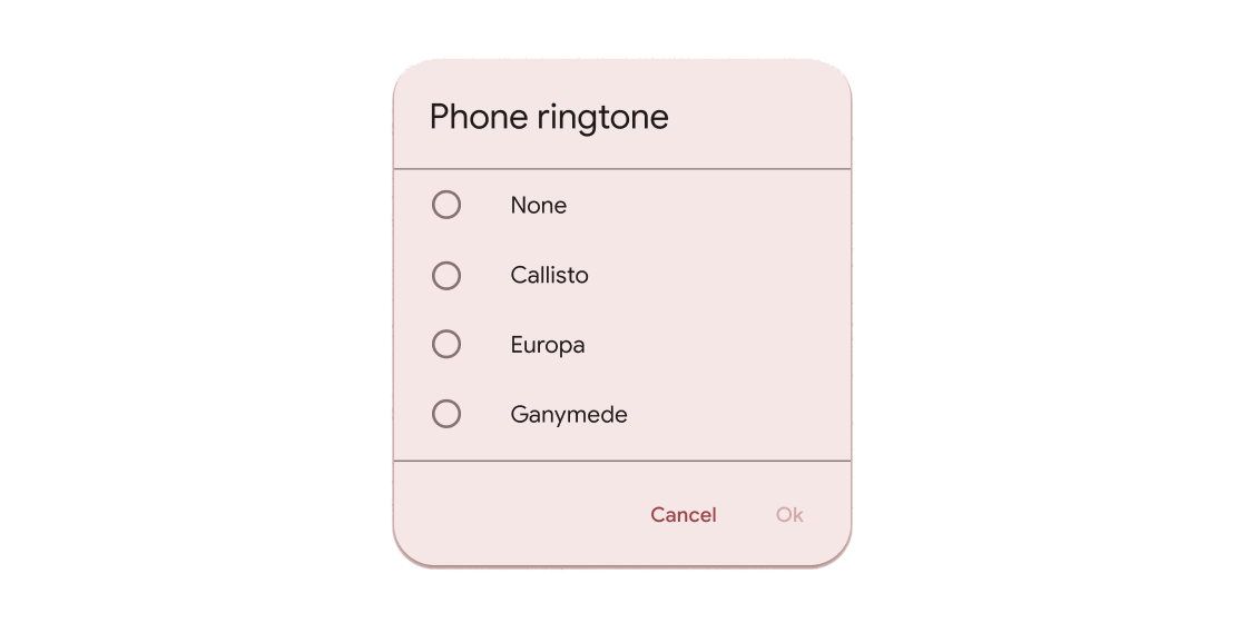 Imagen renderizada o visualización del Widget AlertDialog.