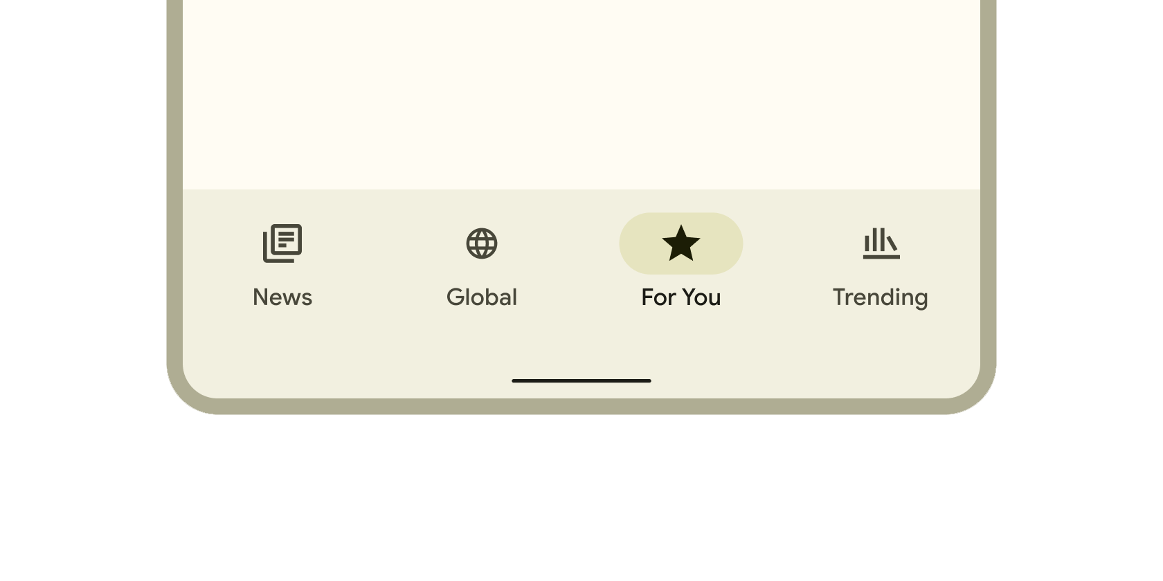 Imagen renderizada o visualización del Widget NavigationBar.