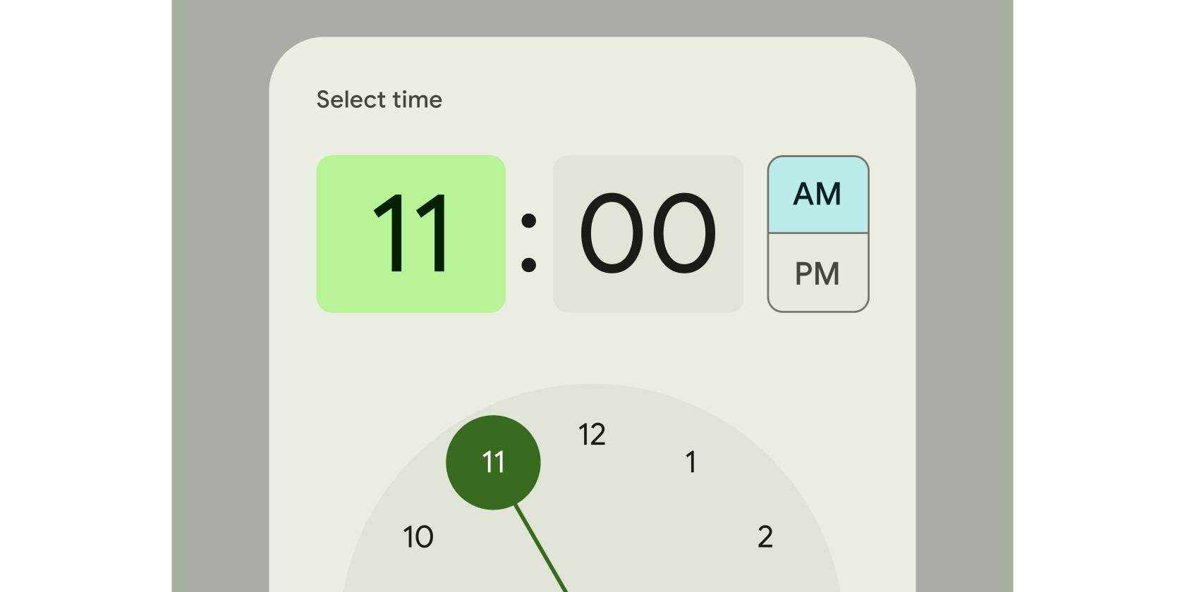 Imagen renderizada o visualización del Widget TimePicker.