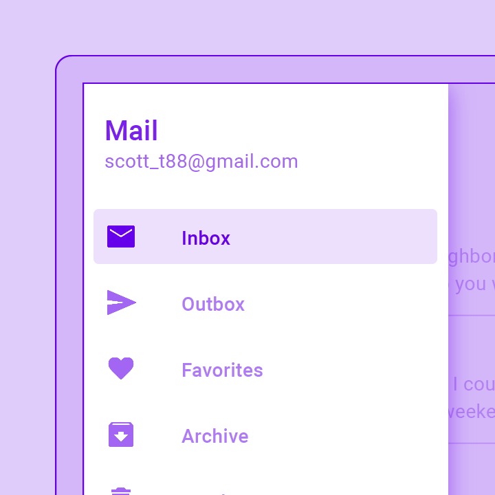 Imagen renderizada o visualización del Widget Drawer.
